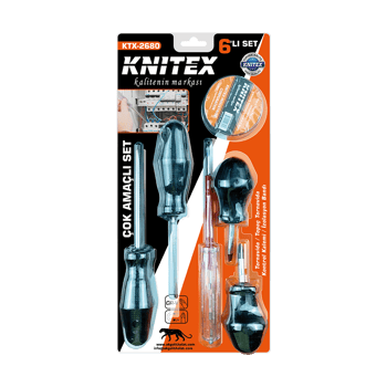 Kinetex Ktx-2680 ( 6pcs ) Tornavida & Çok Amaçlı Set ( Tornavida & Topaç Tornavida & Kontrol Kalem & Elektrik Bant) ( Bandı )