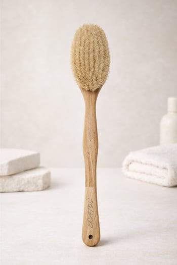 Eratos Uzun Saplı Beyaz At Kılı Banyo ve Vücut Fırçası 35 Cm