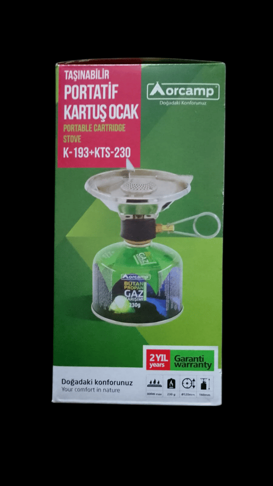 Orcamp Portatif Kartuş Ocak K-193+KTS-230 Kamp ocak