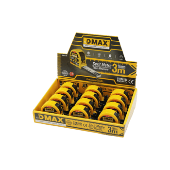 Dmax Dmx-4745 ( 3mt X 16mm ) Çelik Şerit Metre ( Stoplu ) ( Otomatik Kilit = Bas Durdur & Çek Sarsın )