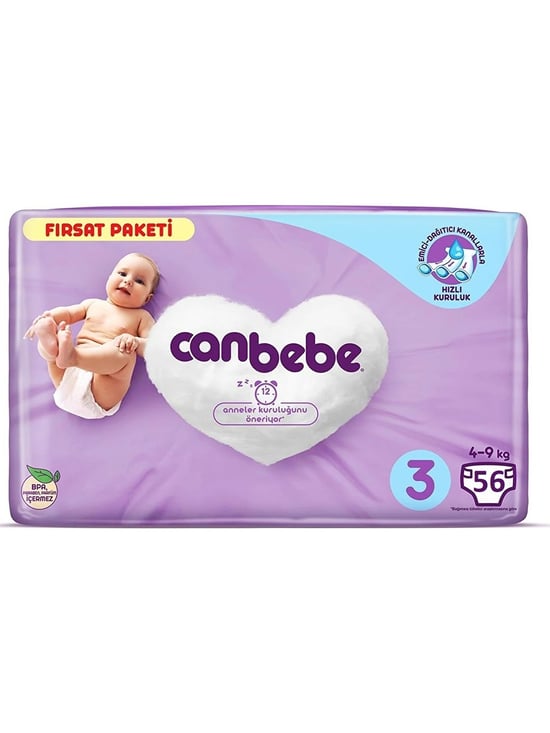 Canbebe Bebek Bezi 56'li Paket Normal 3