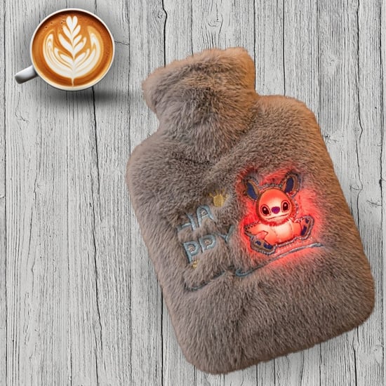 Buffer® Mutlu Robot Hayvan Figürlü Gri Peluş Sıcak Su Torbası 1 Lt