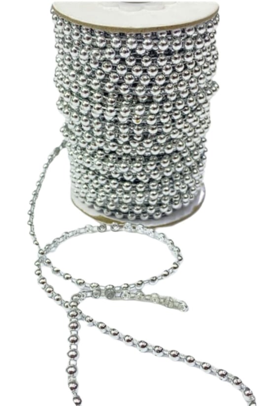 Dikilebilir Sıralı İnci Tekli En 1 Cm Gümüş 5 Metre