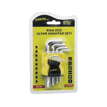 Şahin Tools Şht-069 ( 9pcs ) ( Kısa Düz ) Alyan Anahtar Seti ( 1.5 - 2 - 2.5 - 3- 4 - 5- 6 - 8 - 10 ) ( M-2 ) ( 50hrc )