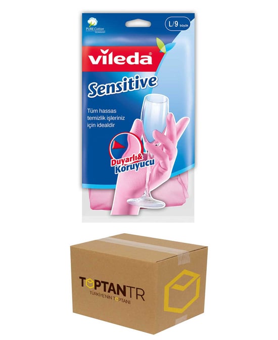 Vileda Sensitive Temizlik Eldiveni Büyük 12'li Koli