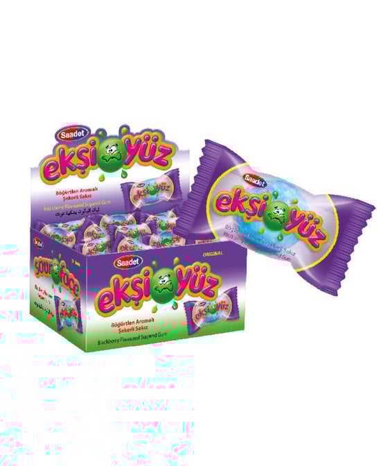 Ekşi Yüz Böğürtlen Aromalı 100'lü Paket Sakız