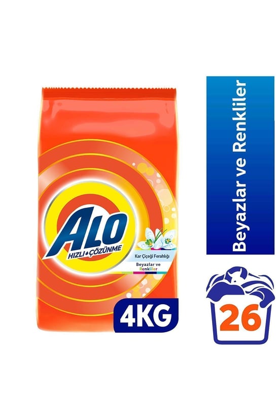 Alo 4 Kg Kar Çiçeği Ferahlğı Beyazlar ve Renkliler Hızlı Çözülme Toz Deterjan