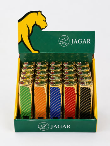 Jagar Jcm 011 Premium Turbo Çakmak – Gold Detaylı Kırmızı Siyah Desenli Standlı Çakmak