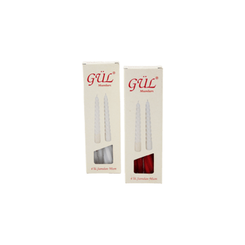 Gül Mum Kod-204 ( 4pcs ) ( Şamdan & Burgulu ) Mum ( Beyaz & Renkli ) ( 17cm )
