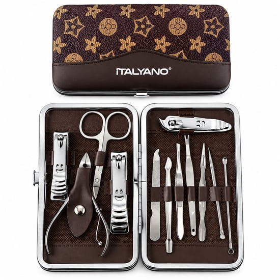 İtalyano Ka-064 ( 12pcs & Krom ) Manikür & Pedikür Bakım Seti ( Desenli Model Çantalı )