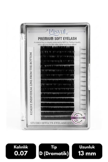 Misyul 0.07d Dramatik Kıvrım 13 Mm Soft Eyelash Doğal İpek Kirpik 16'lı