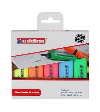 Eddıng 344 Fosforlu Kalem 5 Renk Poşet