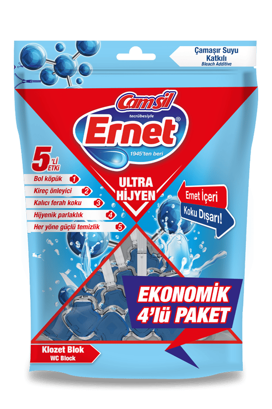 Ernet Ultra Hijyen Klozet Blok Çamaşır Suyu Katkılı 4x50 g