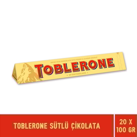 Toblerone Sütlü Bar Çikolata 100 Gr X 20 Adet