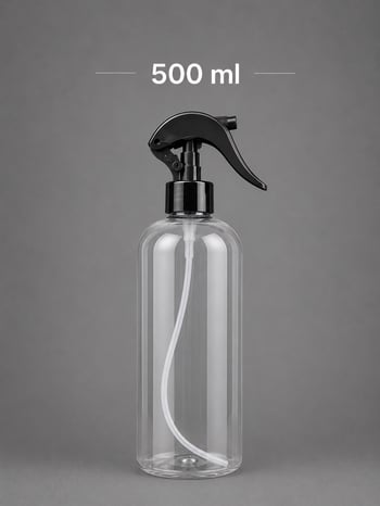 500 Ml Şeffaf Sprey Şişe Trigger Dahil | Boş Plastik Sprey Şişesi | Oto Bakım, Temizlik ve Kimyasal Kullanımına Uygun
