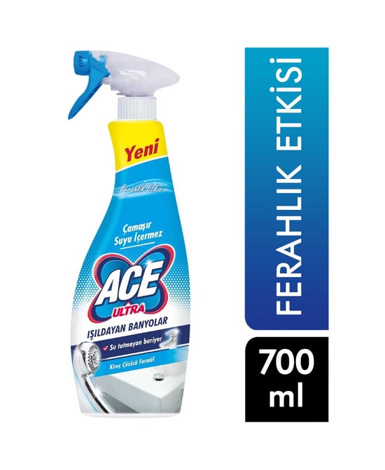 Ace Ultra Köpük Çamaşır Suyu İçermeyen Banyo Temizleyici Sprey 700 Ml Ferahlık Etkisi
