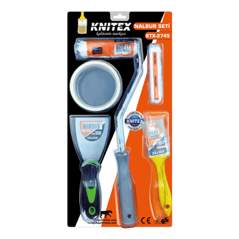 Kinetex Ktx-2745 ( 5pcs ) Boyacı & Nalbur Set ( Spatula & Kestirme Fırça & Yedek Rulo & Bant & 10cm Fırça) ( Bandı )