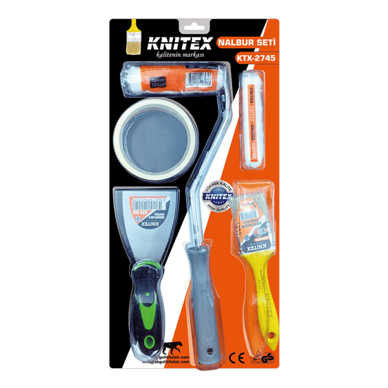 Kinetex Ktx-2745 ( 5pcs ) Boyacı & Nalbur Set ( Spatula & Kestirme Fırça & Yedek Rulo & Bant & 10cm Fırça) ( Bandı )