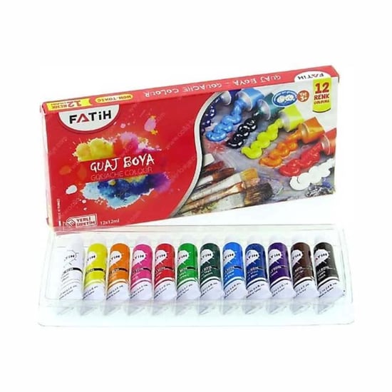 Fatih 12 Renk Tüp Guaj Boya 12ml