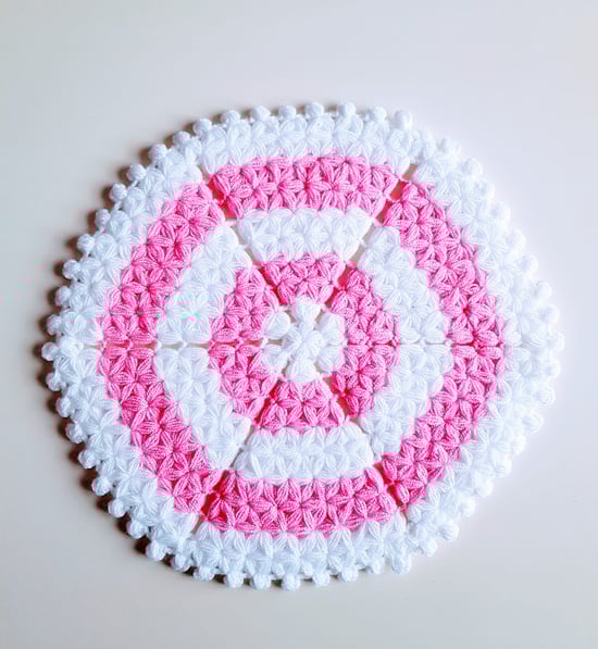 HERŞEY FIRSAT Banyo Lifi Yün El Örmesi Ceyizlik Altıgen 1 Adet - Pembe