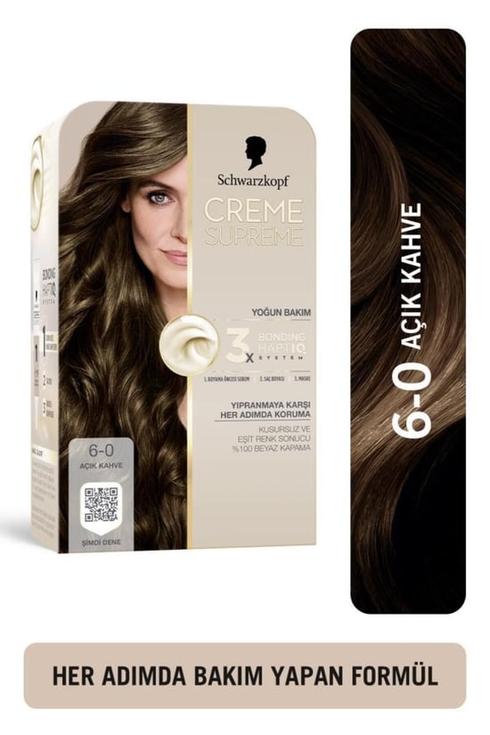Schwarzkopf Creme Supreme 6-0 Aaçık Kahve Kadın Saç Boyası