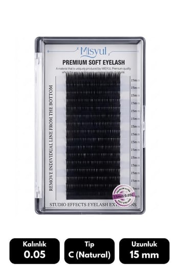 Misyul 0.05c Natural Kıvrım 15 Mm Soft Eyelash Doğal İpek Kirpik 16'lı