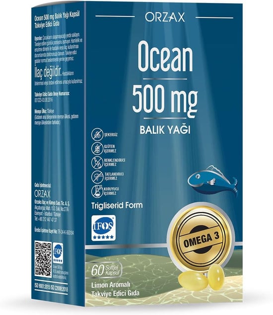 Ocean Plus 500 Mg Balık Yağı 60 Kapsül - Limon Aromalı