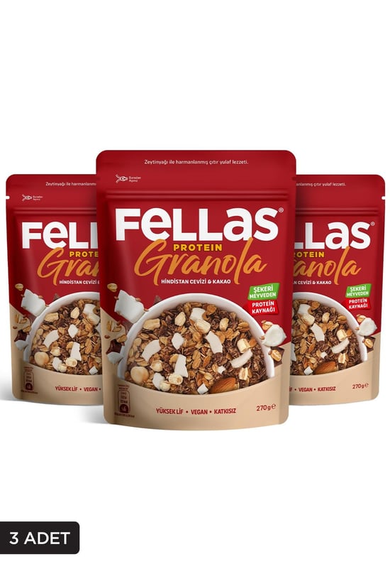 Fellas Protein Granola - Hindistan Cevizi & Kakao 270g - 3'lü Paket