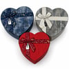 İ12-093 (3pcs) (kalp) (çizgili Mix Renkli & Kabartma Desen) Karton Hediye Kutusu (kurdelalı) (22x20-19x17-16x14cm)