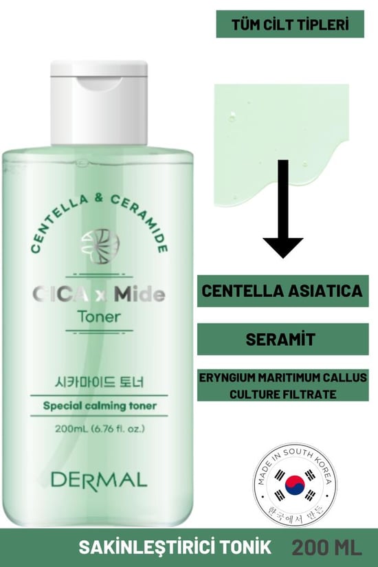 Dermal Cica X Mide Toner Centella Asiatica ve Seramid Özlü Sakinl