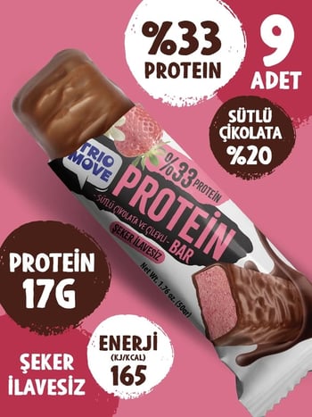 Trio Move %33 Protein Bar Vanilya ve Çilek 50 Gr *9'lu