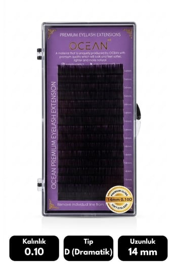 Ocean 0.10d Dramatik Kıvrım 14 Mm Soft Eyelash Doğal İpek Kirpik 16'lı