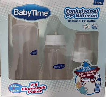 Babytime Bt090 Fonksiyonel Pp Biberon Seti 250+150 Ml Eller Serbest Biberon