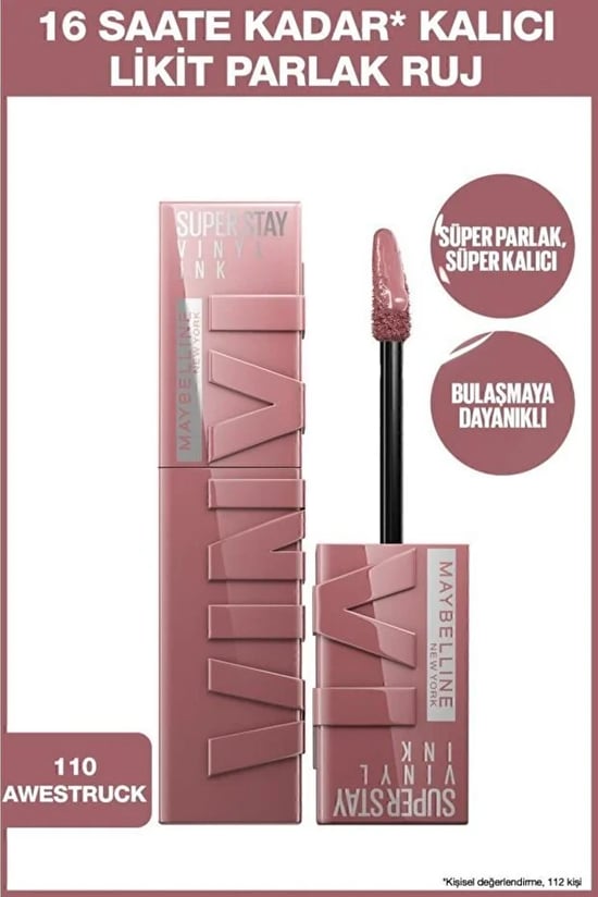Maybelline New York Super Stay Vinyl Ink Likit Ruj 110 Awestruck