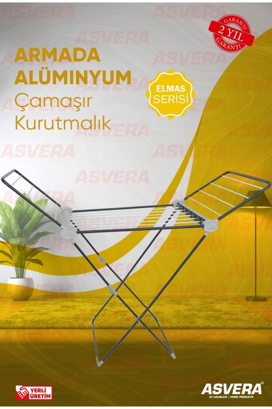 Elmas Serisi - Armada Alüminyum Borulu Çamaşır Kurutmalık - Kanatlı Çamaşır Kurutma Askısı