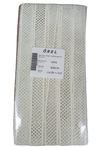 Dantel Polyester Güpür Bant Krem 14,50 Metre En 3 Cm On-1652-kr