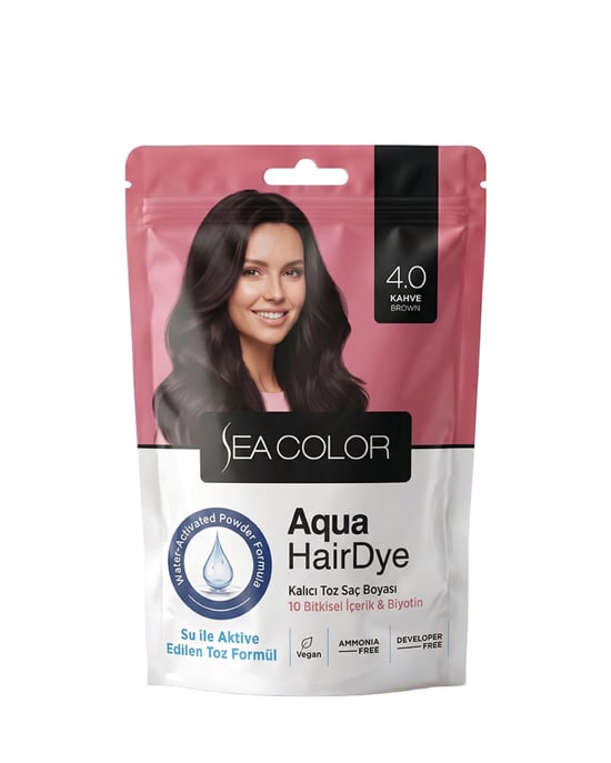 Sea Color Aqua Hair Dye Suyla Aktifleşen Toz Saç Boyası 4.0 Kahve