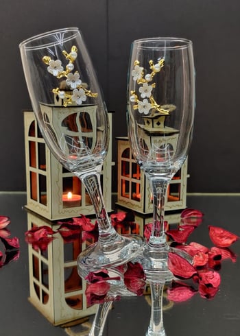 Kirlinova Çiçek Detaylı Kokteyl Kadehi 2’li Set – 190 Ml / Kahve Yanı Su & Kokteyl Bardağı