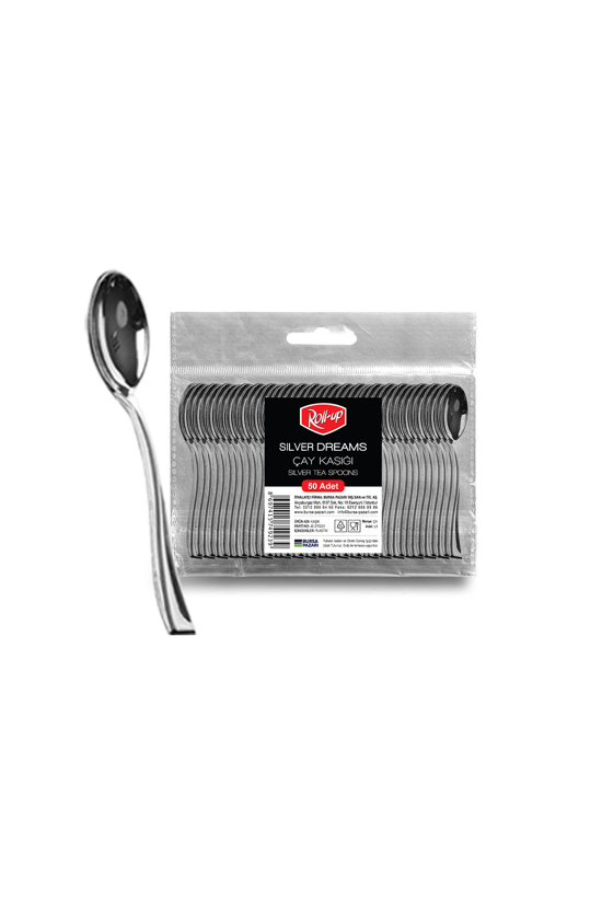 Roll-up Metal Görünümlü Plastik Çay Kaşığı 50li