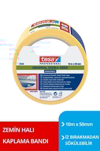 Halı Bandı, İz Bırakmadan Sökülebilir , Şeffaf, 10m x 50mm