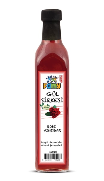 Famy Gül Sirkesi Doğal Fermentasyon 500 ML Cam Şişe