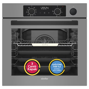 Simfer 8246 0+10 Fonksiyon Steam Master Buharlı Ankastre Fırın Gri Cam Dijital