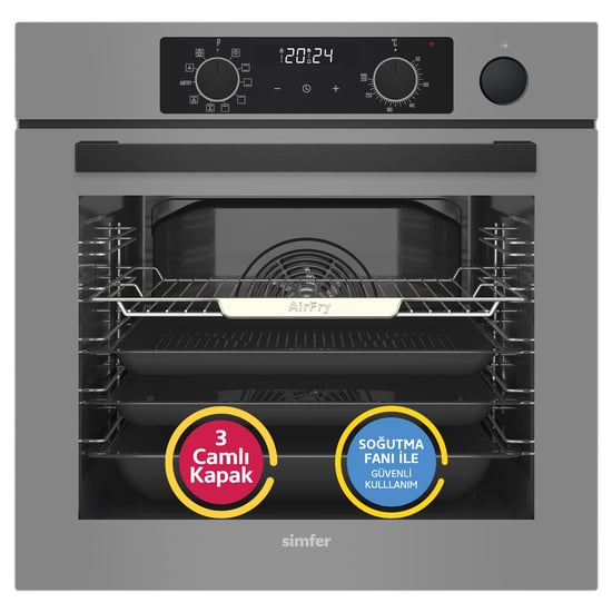 Simfer 8246 0+10 Fonksiyon Steam Master Buharlı Ankastre Fırın Gri Cam Dijital