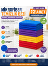 Molto 32x32 Mikrofiber Temizlik Bezi 12'li Set – 4 Renk, Yüksek Emicilik, Leke Tutmaz, Koku Yapmaz