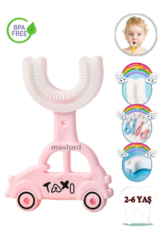 U Tipi Yeni Nesil Diş Fırçası - Pembe - Araba Model 2-6 Yaş