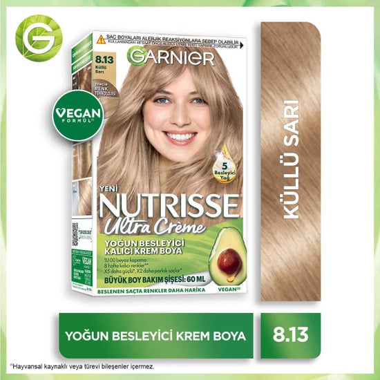 Garnier Nutrisse Yoğun Besleyici Kalıcı Krem Saç Boyası 8.13 Küllü Sarı