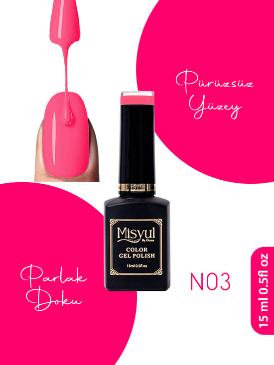 Misyul Uv Led Kalıcı Oje Nail Art 15 Ml Neon Serisi N03