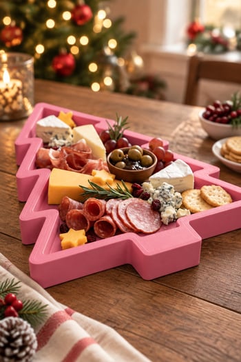 Noel Ağacı Şeklinde Sunum Kabı Pembe