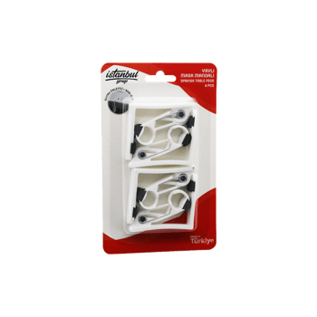 İstanbul Grup Kod-252 ( 4 Pcs ) ( Non-slip=kaydırmaz Aparatlı ) Yaylı Masa Mandalı ( Beyaz Plastik )
