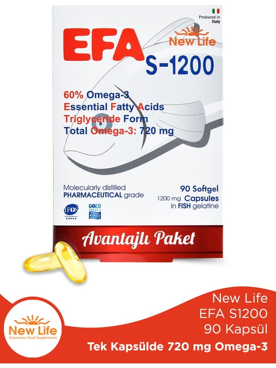New Life Efa S 1200 Omega 3 Balık Yağı 90 Kapsül